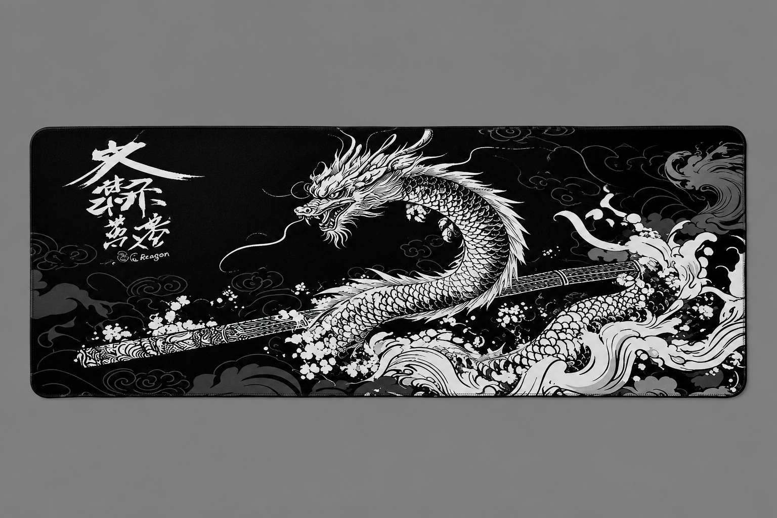 ShogunDesk Dragon Black And White